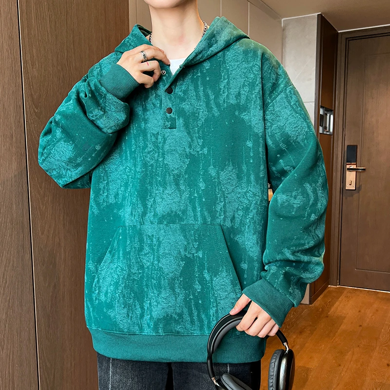 秋冬新款男连帽套头卫衣男生美式复古国潮oversize高街秋季男上衣