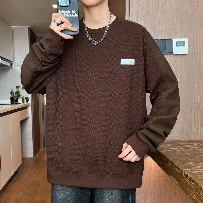圆领卫衣男2024新款宽松潮牌长袖男款休闲百搭春秋男士针织打底衫