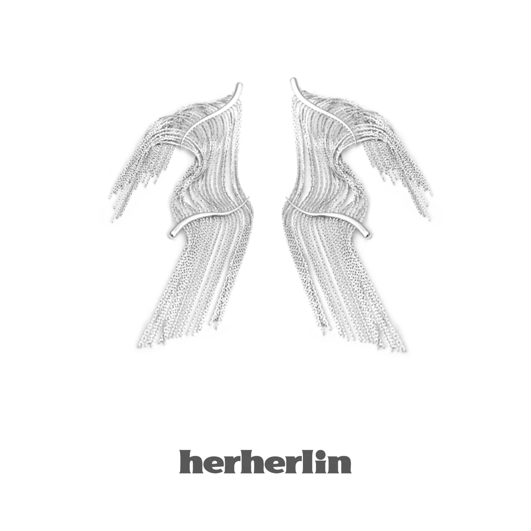 Herherlin 合金耳饰 原创粼粼流苏耳环窄版 高级时髦轻奢耳饰百搭