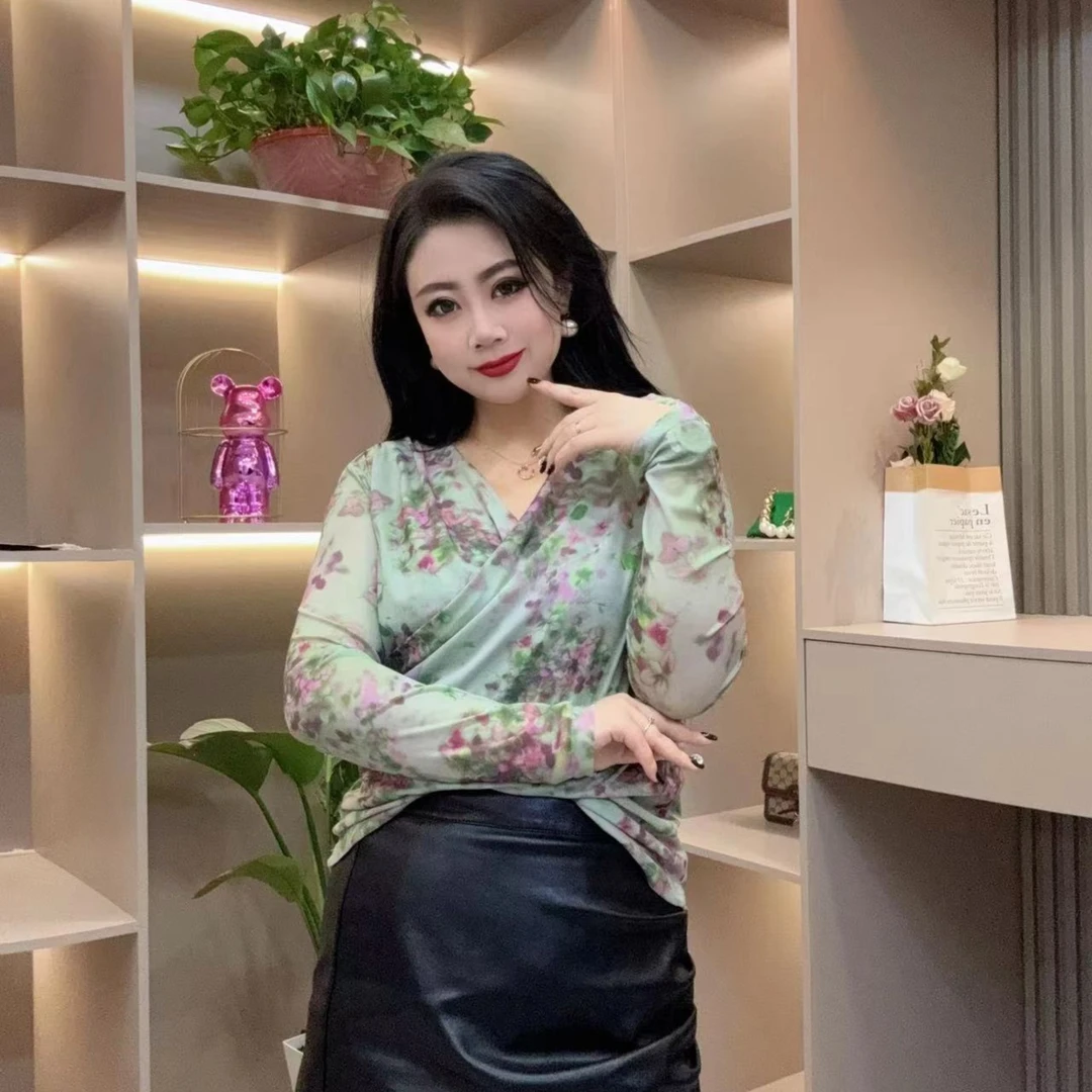 秋季洋气小衫-招 8987时尚舒适潮流领褶皱显瘦胖MM大码女装新款