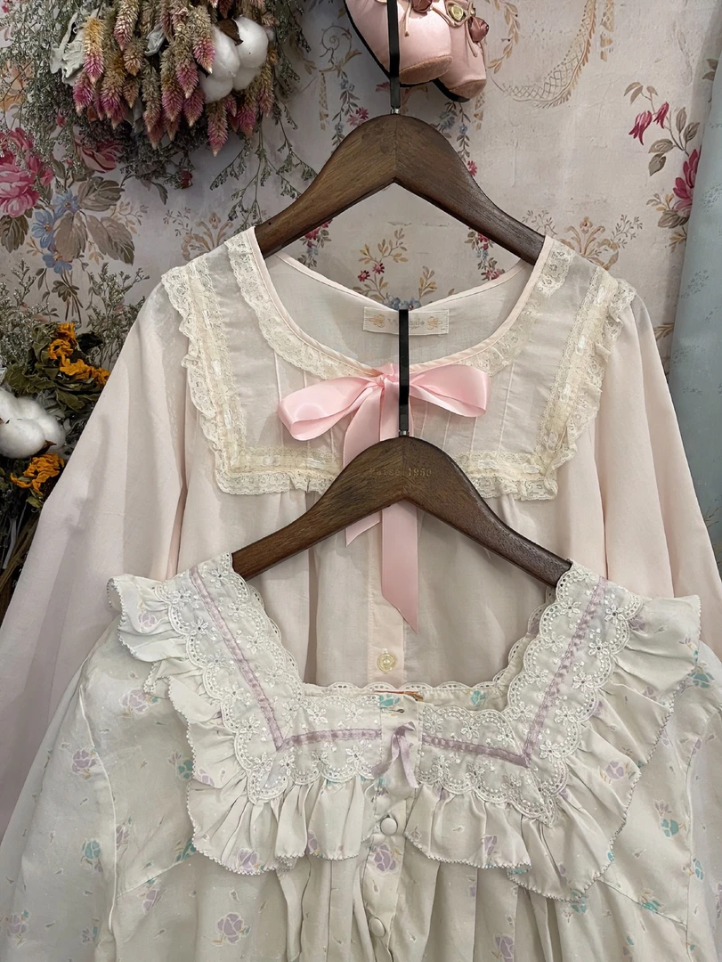 古着Vintage【208-408】法式日系古董睡裙少女荷叶边森系风写真睡裙