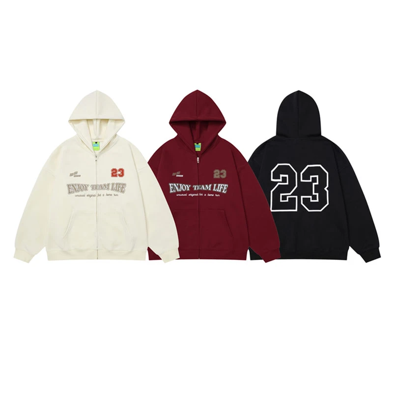 ONCE-美式复古情侣潮牌连帽开衫卫衣#D176