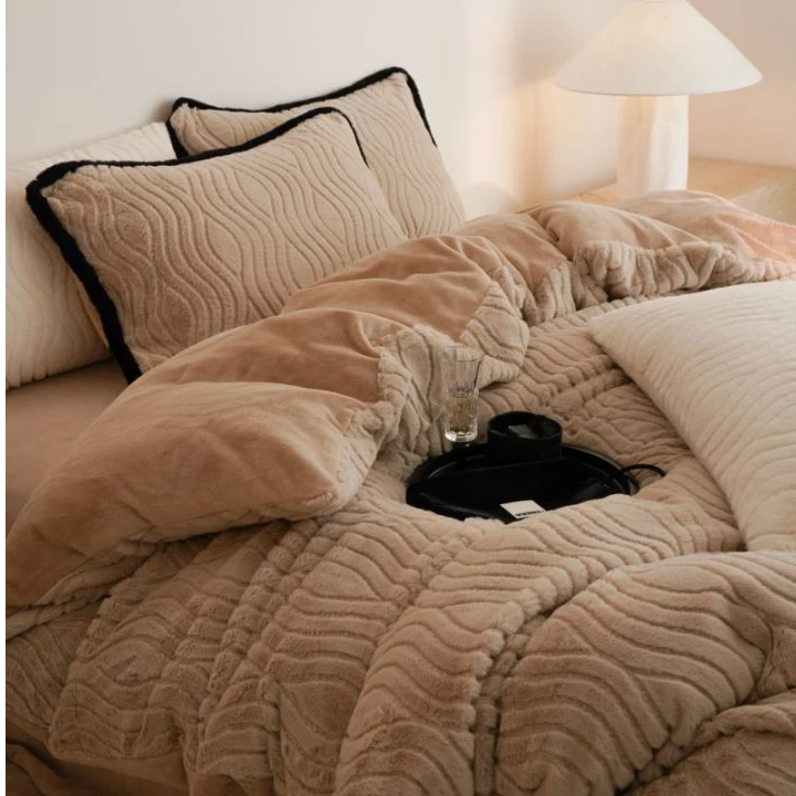 新款复古安哥拉加厚牛奶绒四件套秋冬保暖绒床上用品