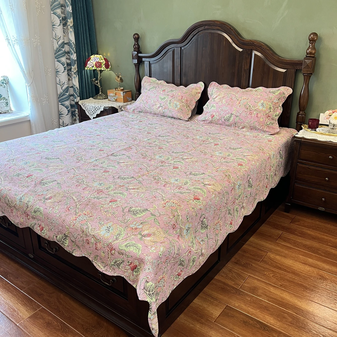 【玉兰姐姐专属】全棉大花卉床盖三件套四季通用款床上铺盖加厚床单