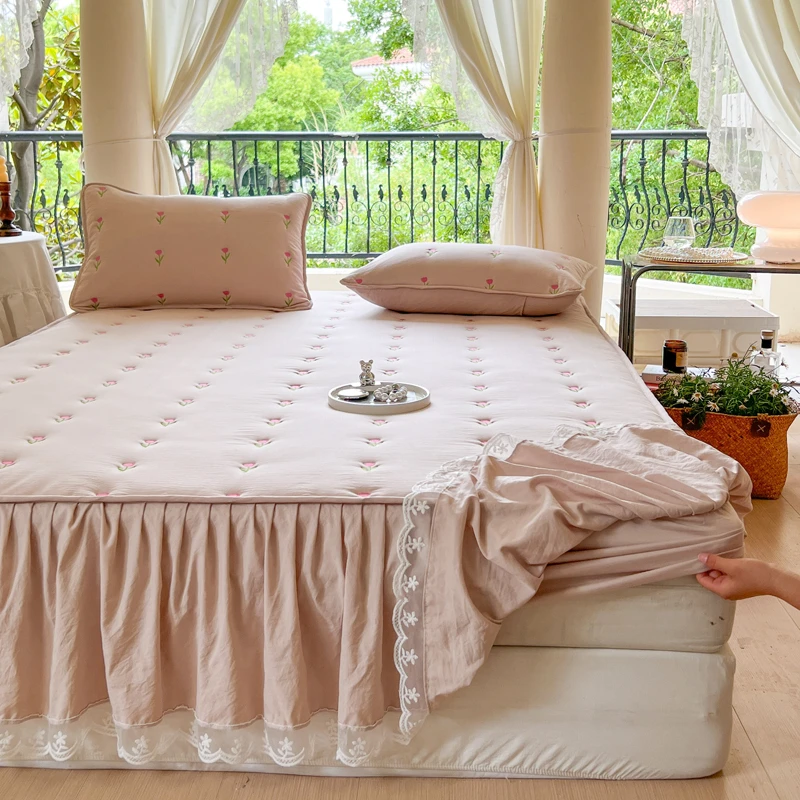 【主播严选】奶昔棉花边款床垫保护套、防尘床单防滑、可机洗床笠罩