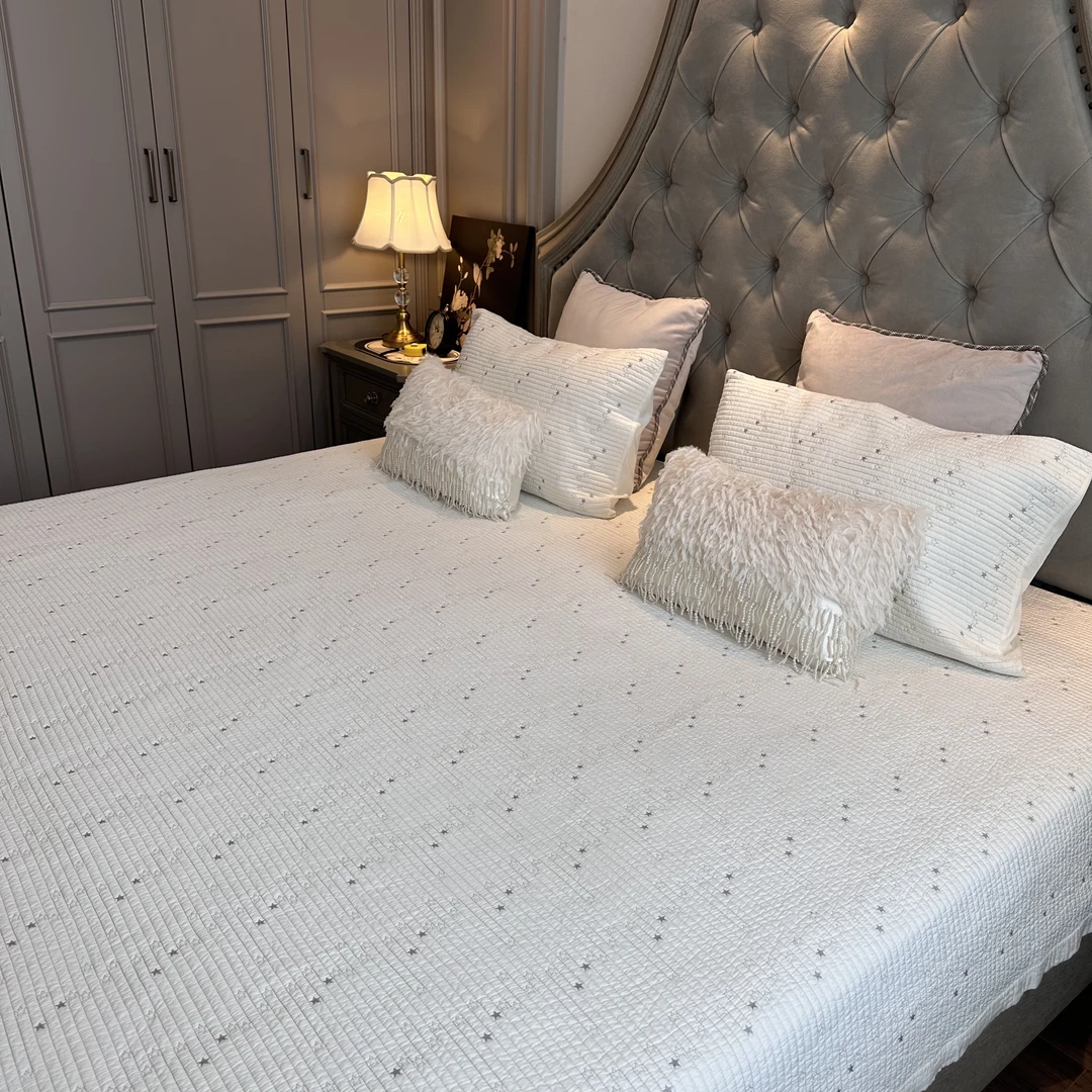 斑斑推荐【刺绣床盖三件套】莫代尔刺绣床盖夹棉床盖床上用品