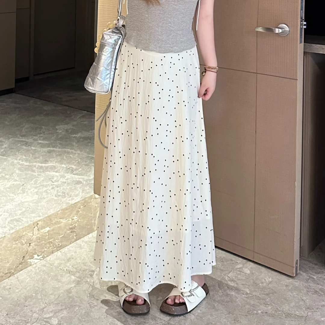 维维&南岛风微胖大码女装夏季波点显瘦高腰半身裙胖mm长裙ZWW119