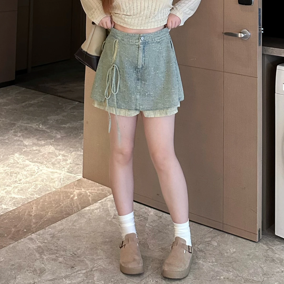 维维&南岛风大码女装夏季半身裙微胖牛仔胖mm遮肚子藏肉a字ZWW188