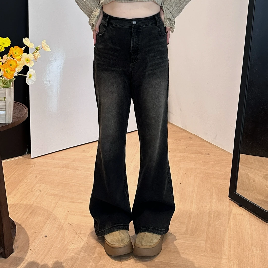 维维&南岛风特大码女装新款梨形胖mm胯大遮胯微喇牛仔裤ZWW463