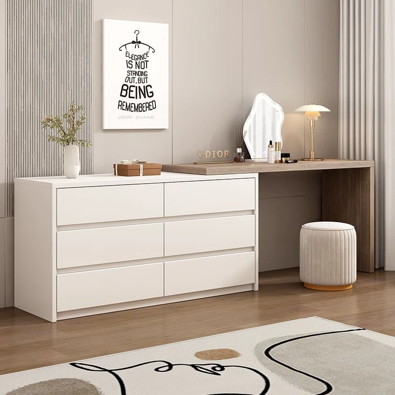 实木梳妆台卧室现代简约斗柜一体柜轻奢床尾柜可伸缩书桌化妆桌