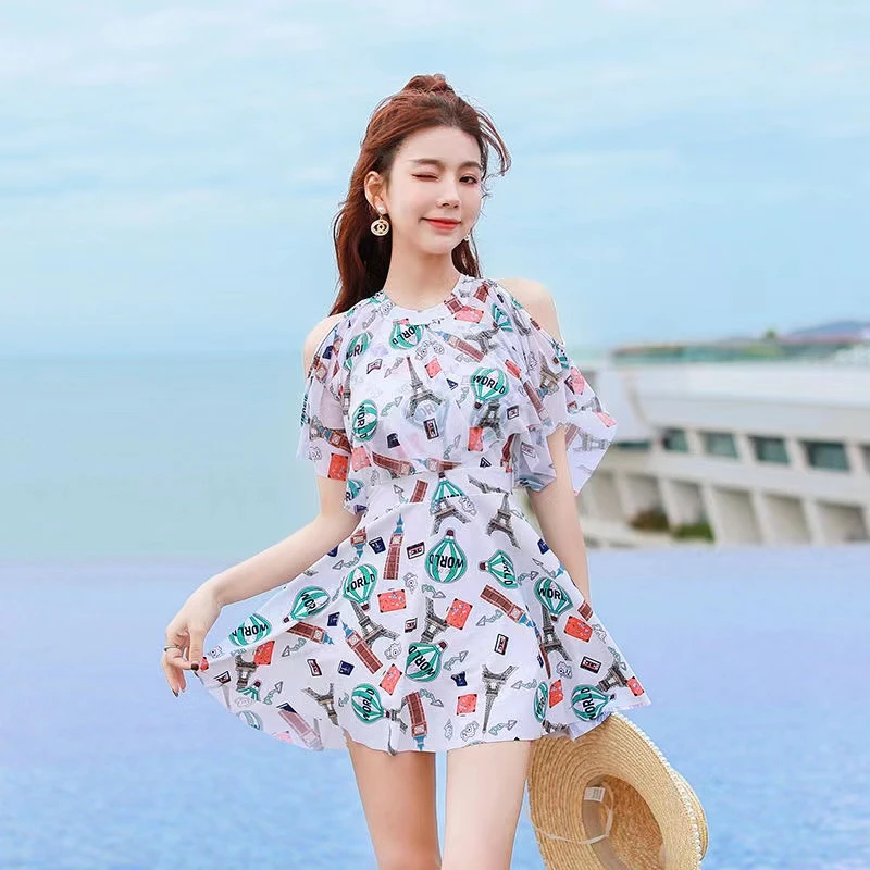 泳衣女夏季新款保守分体裙式大码遮肚显瘦超仙气质款温泉度假泳装