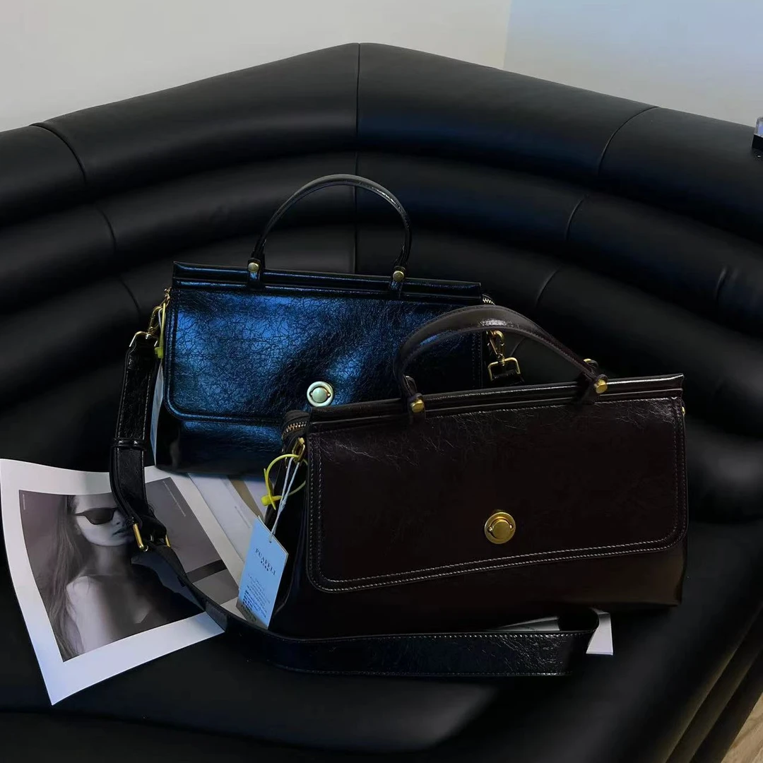 秋冬新款时尚潮流小众复古百搭质感女士手提包单肩PL360大气轻奢