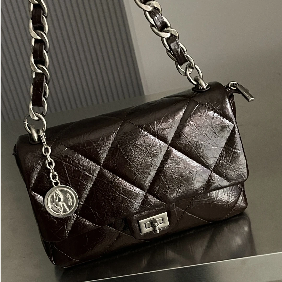 冬季新款经典菱格小香风女士链条包时尚百搭休闲包单肩斜挎包9613