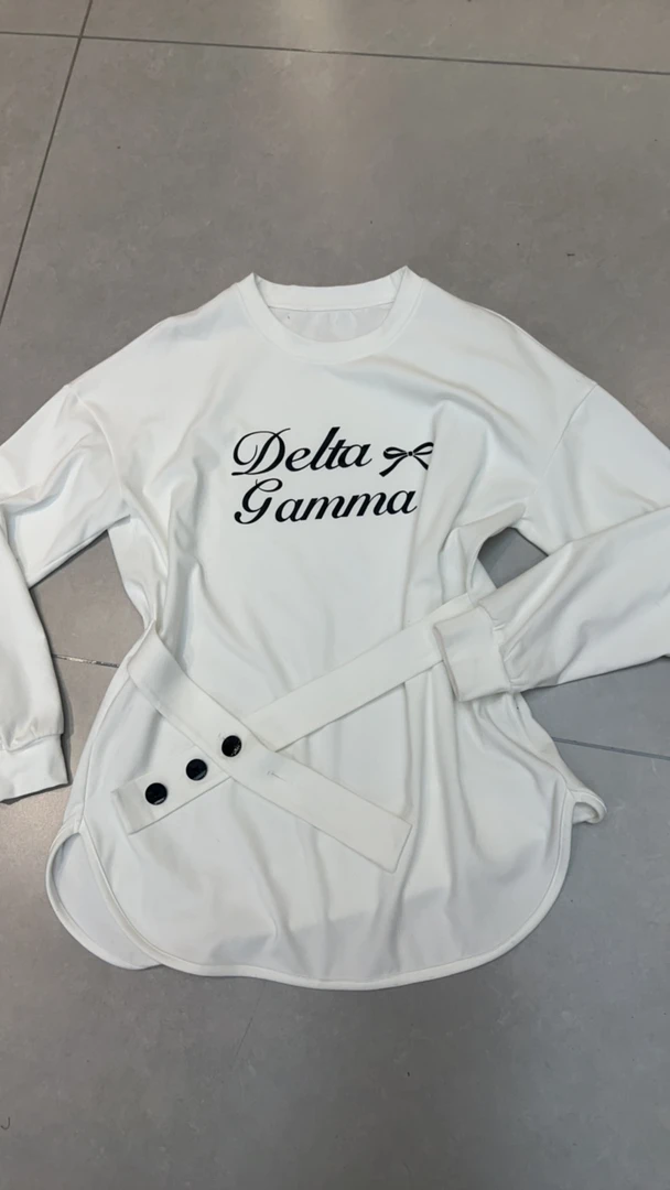 潮版磨毛腰带休闲T