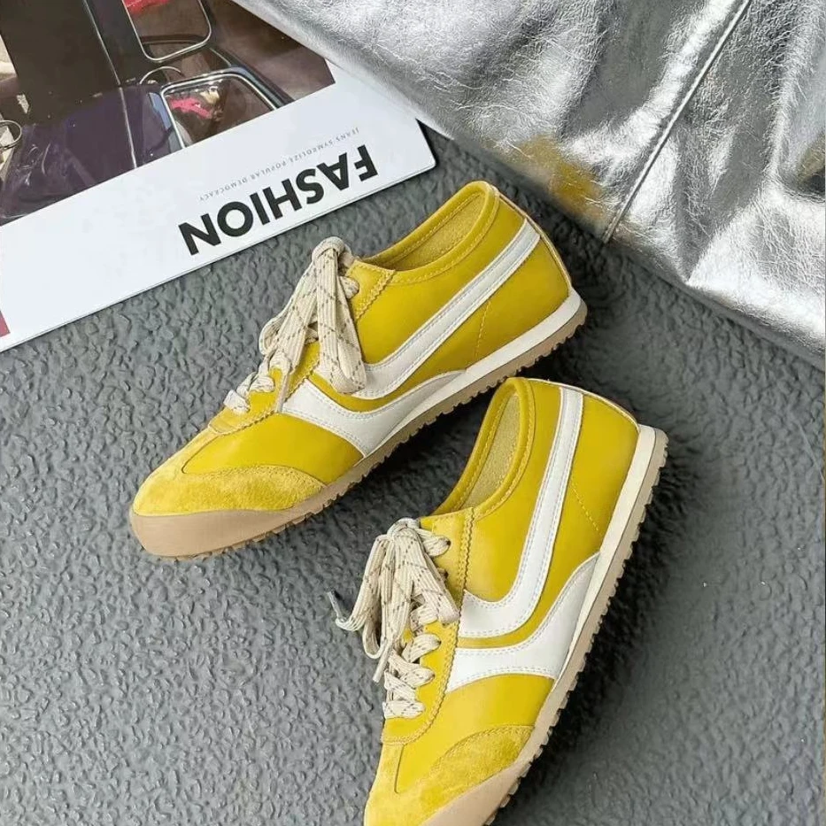 早秋新款时尚简约侧边拼色条舒适休闲百搭阿甘休闲鞋-D