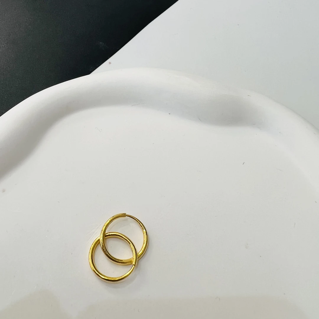 足金素款耳圈亮面简约百搭时尚妈妈款年轻美丽漂亮