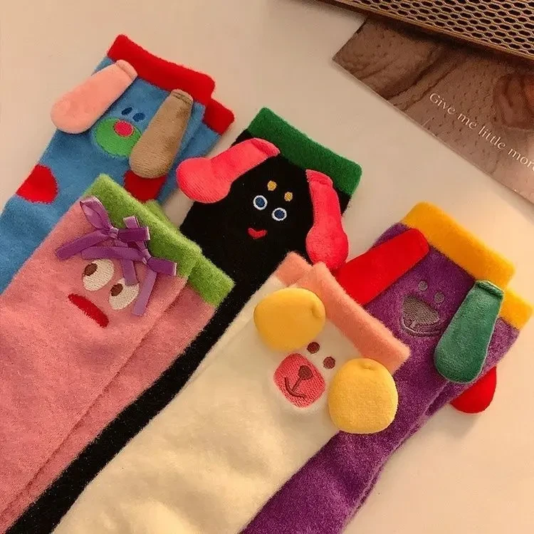 "谁还不穿丑袜子"高颜值可爱耳朵拼色中筒袜丑萌卡通松弛感厚袜TT