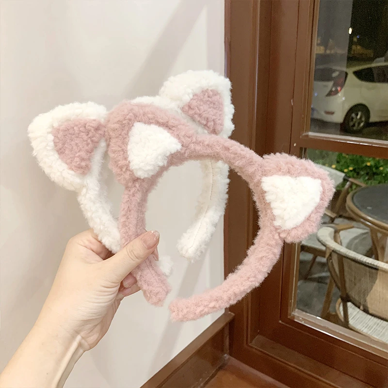 网红毛绒猫耳朵洗漱发箍女可爱化妆头箍发捆发卡头饰百搭发饰超萌