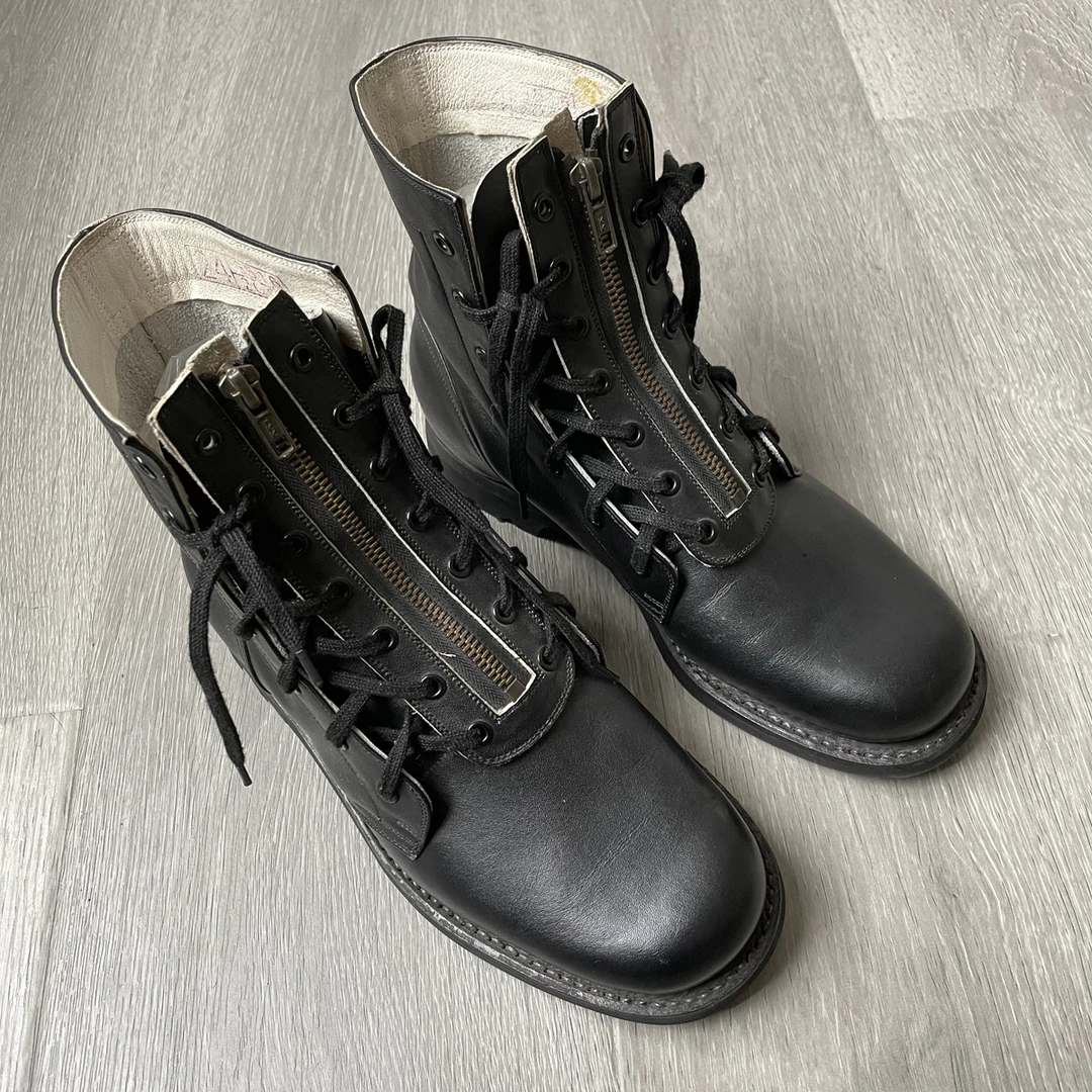 *夏飞靴头层皮男士春秋夏季结实耐造时尚真皮短筒低帮靴工作日常