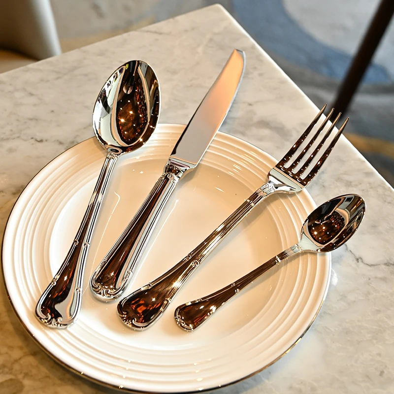 【老板娘推荐款】宫廷复古西餐刀叉勺三件套18-10不锈钢家用牛排刀