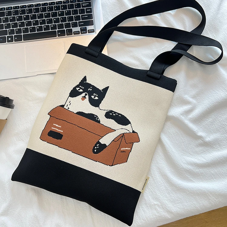 小众设计韩系撞色甜辣针织单肩包女大容量手提敞口水桶包2025网红