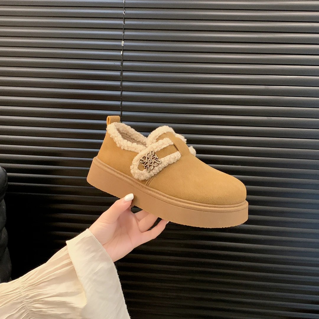 厚底雪地靴女款2024新款冬季女鞋加绒加厚毛毛保暖勃肯鞋棉鞋