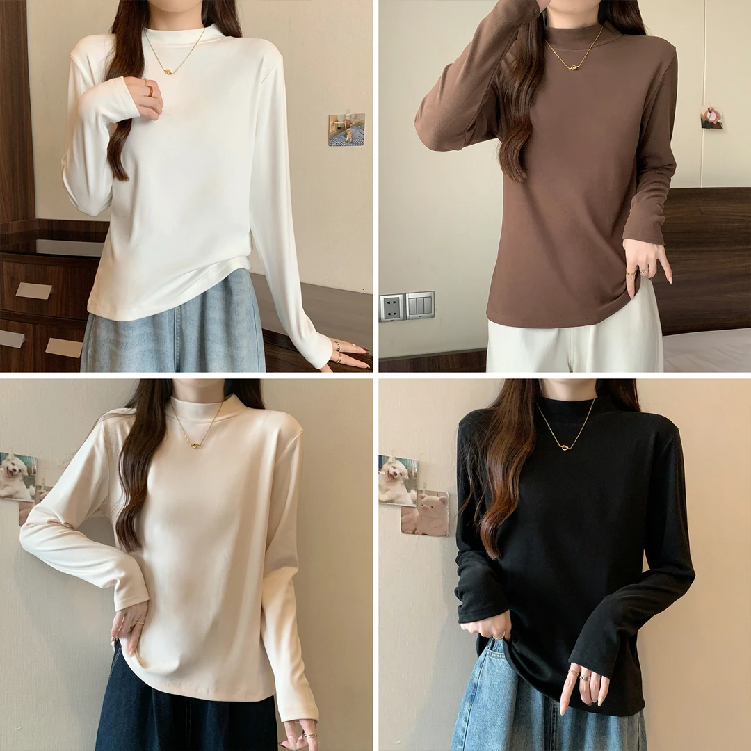 【宠粉回馈，现货】半高领德绒打底衫女秋冬修身内搭毛衣套头衫