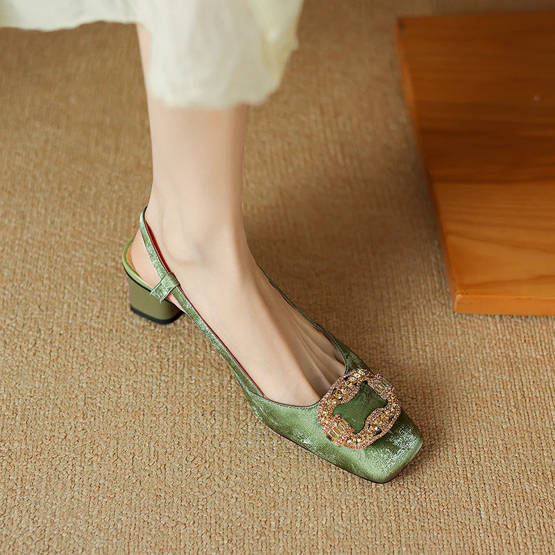 【手工鞋】牛皮4.5cm/34-39/夏季新款新中式国风复古百搭粗跟凉鞋