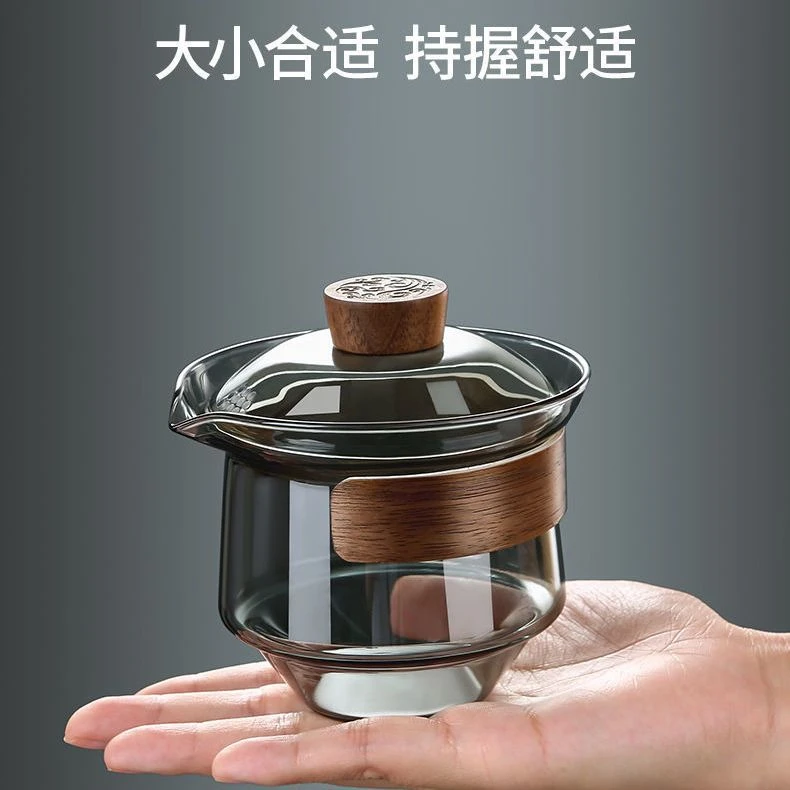 玻璃盖碗茶杯耐热防烫三才盖碗单个泡茶碗大号功夫茶具茶碗带盖