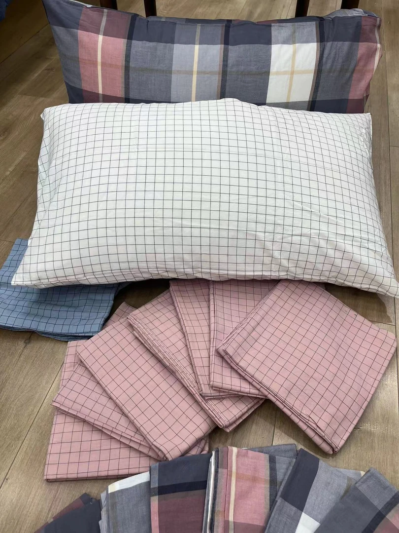 蔓姐家孤品全棉色织水洗棉枕套日式良品枕头套简约格子