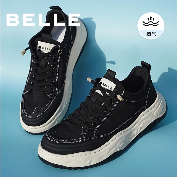 【凉风系列】百丽时尚印花男24夏新轻便厚底套脚舒适布鞋A1537BM4