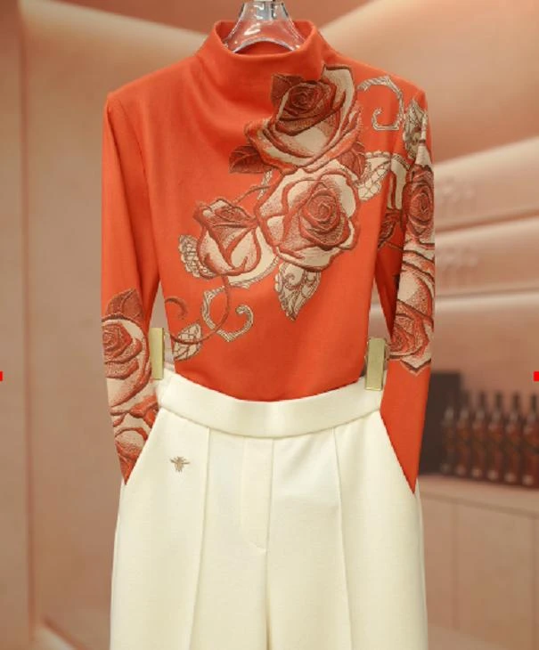 超漂亮高密高弹保暖上衣秋冬高级百搭显瘦套头高弹洋气打底衫女