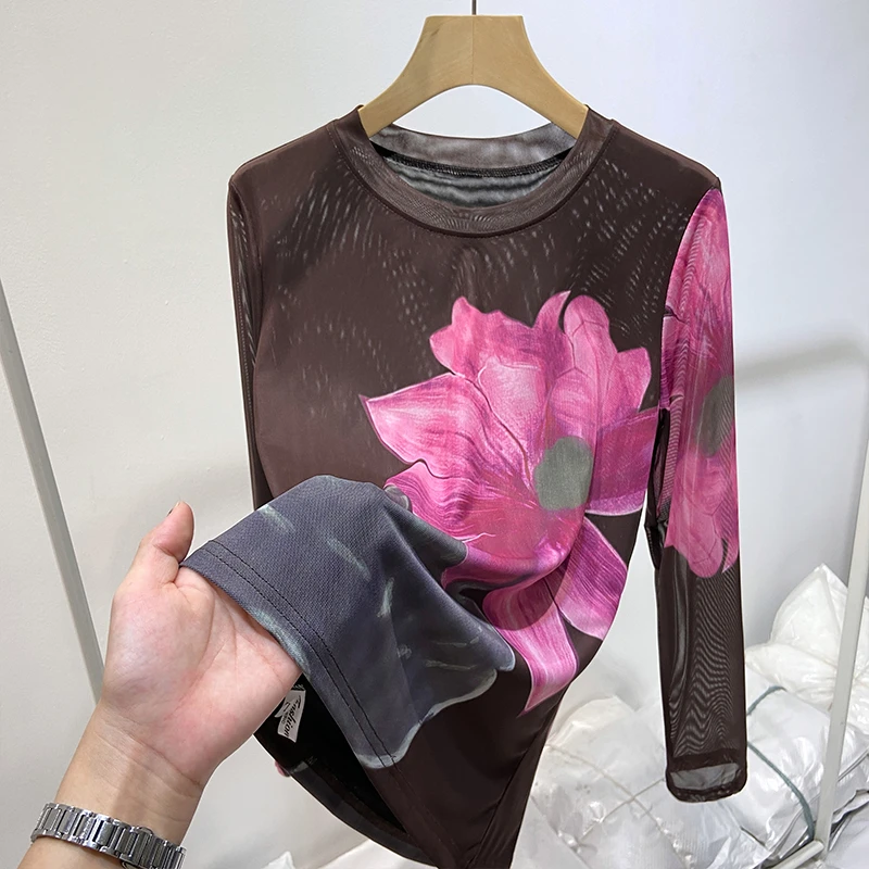 新款肌肤网纱时尚百搭洋气显瘦显白减龄气质轻奢小衫RGMY9043#