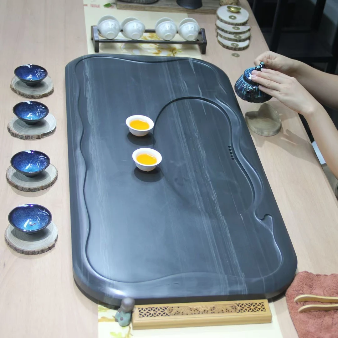 吉祥如意皇庭玉石时尚精致茶桌茶盘整版整块无拼接家用酒店