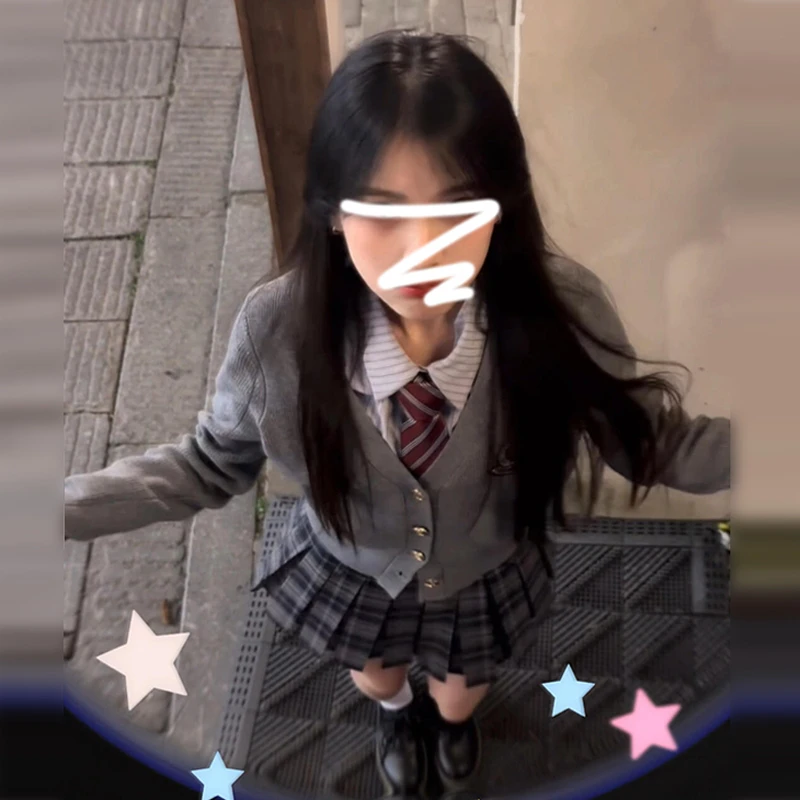 韩系学院风jk套装女秋冬高级感衬衫内搭毛衣半身裙三件套