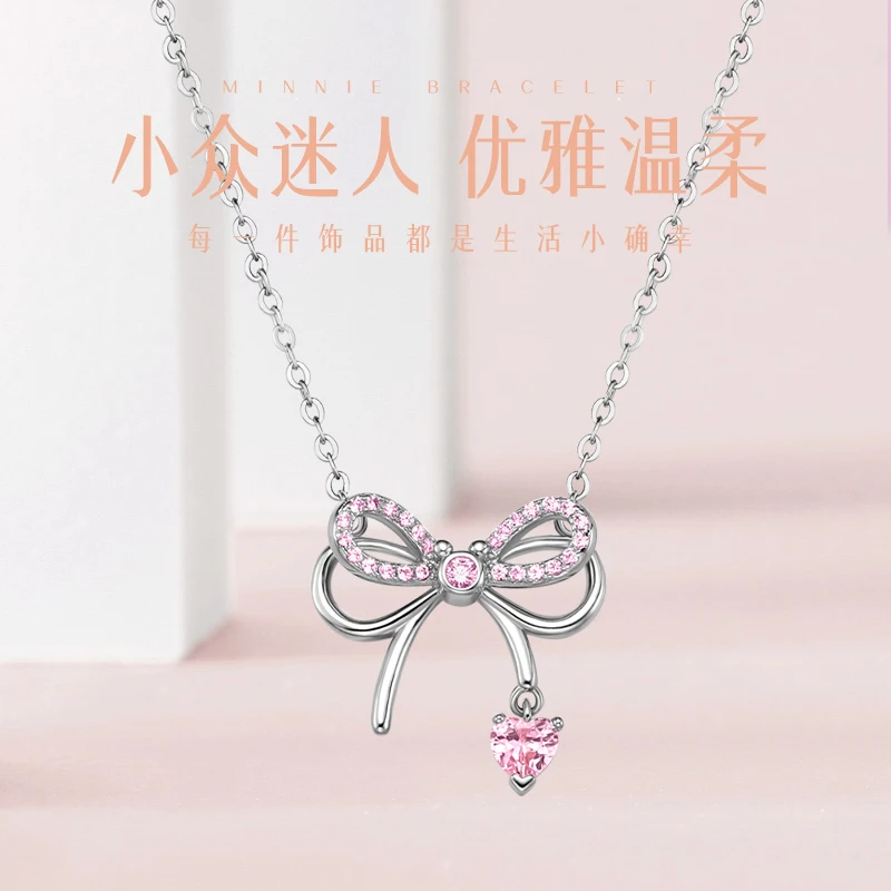 吊坠925银 银饰梦蝶项链女灵动结小众轻奢生日礼物