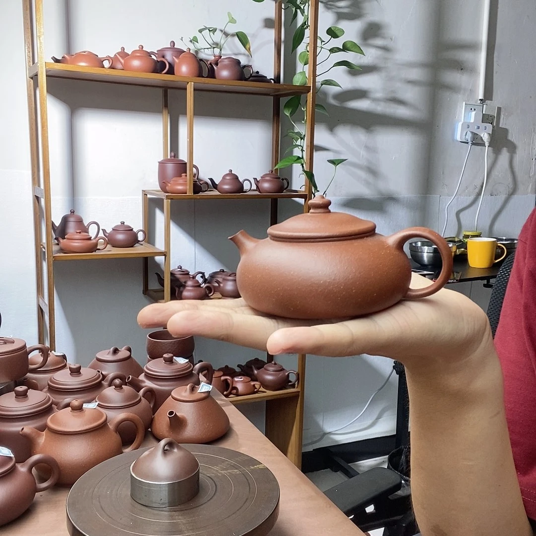 紫砂茶壶红降坡寒江壶