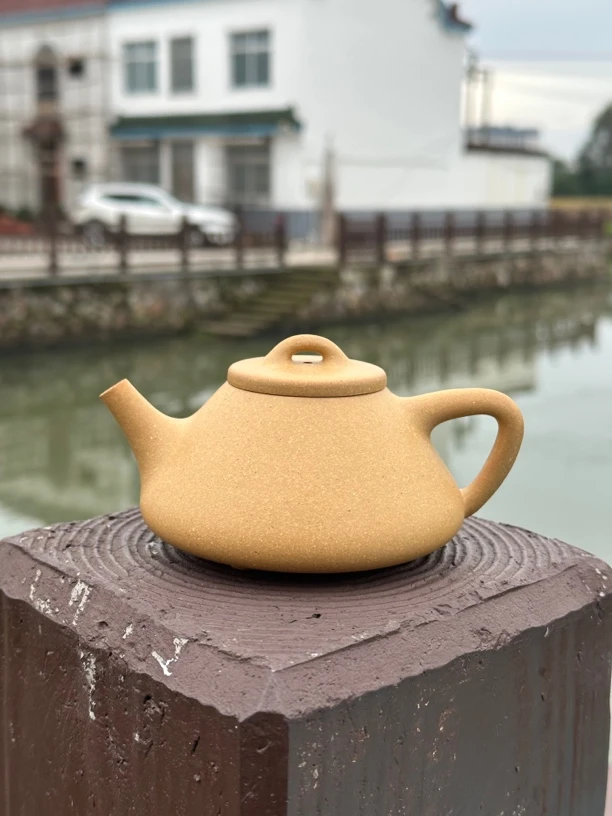 宜兴紫砂子冶石瓢壶手工原矿段泥茶壶190ml半手工制作精工紫砂壶