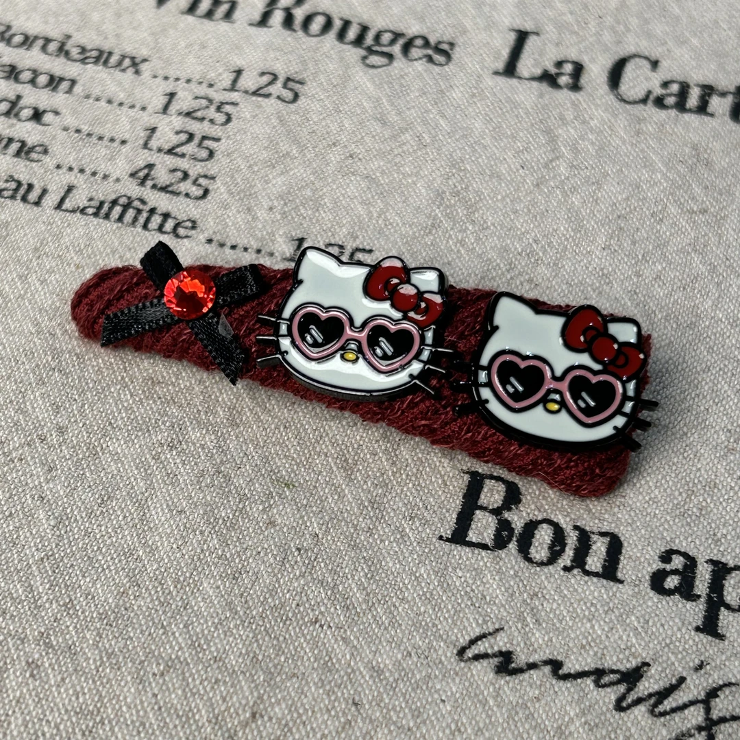 【红色kt拜拜夹】原创设计发夹F0165