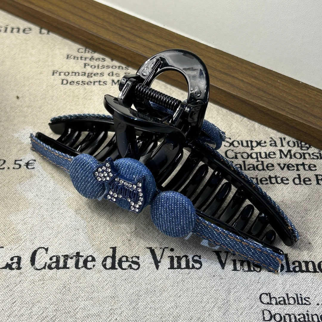 F0006韩东大门牛仔蓝五指大抓可爱气质迷你百搭黑色复古ins精致