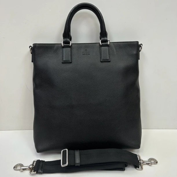 99新 GUCCI/古驰 古驰全皮荔枝纹黑色手提斜挎包1038