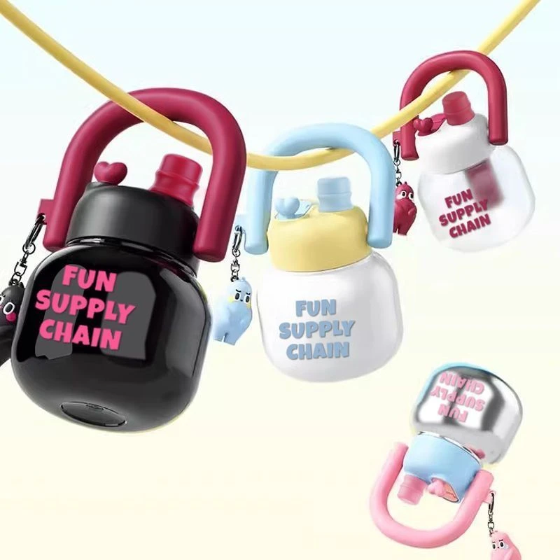 双饮拎拎壶大容量便携大肚子水杯卡通少女可爱水壶网红手提太空杯