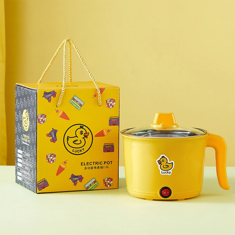 多功能电热锅迷你小黄鸭电煮锅学生家用宿舍电火锅泡面锅