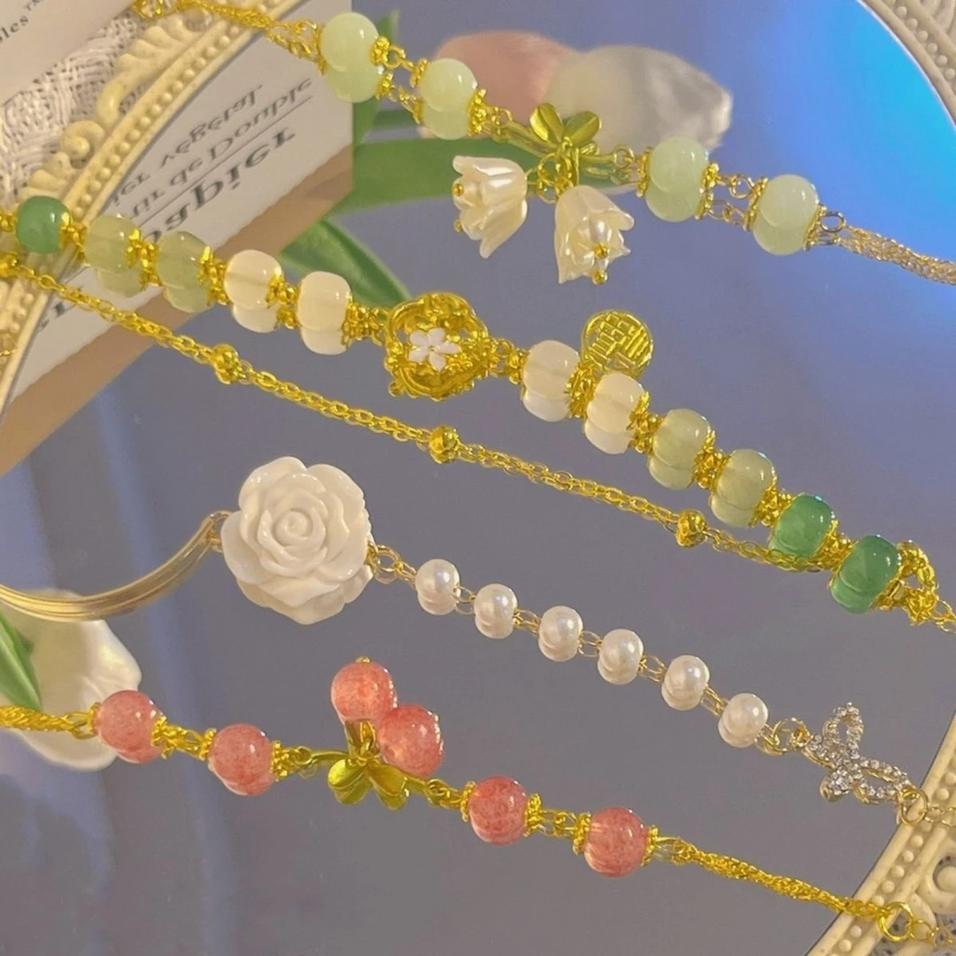 合金手链 新款铃兰花手链女轻奢ins小众少女心闺蜜手链套装礼物