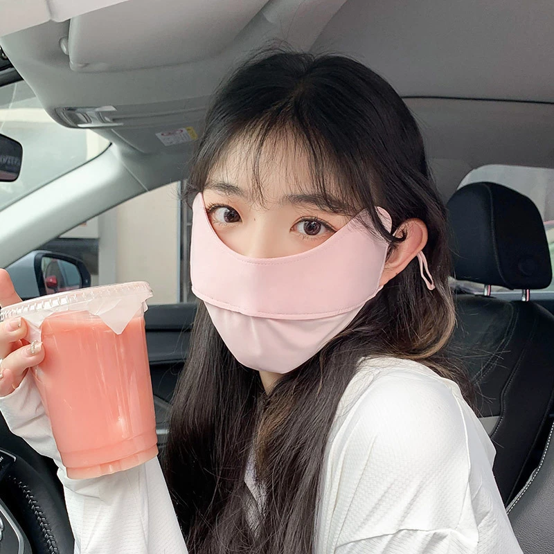 防晒冰丝口罩夏季防紫外线透气护眼角冰丝防晒面罩 遮阳脸罩