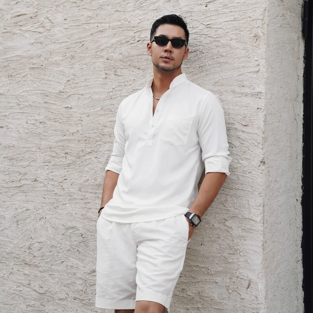 ZP WANG中式立领长袖衬衫衬衣秋季休闲轻奢百搭男士商务时尚雅痞