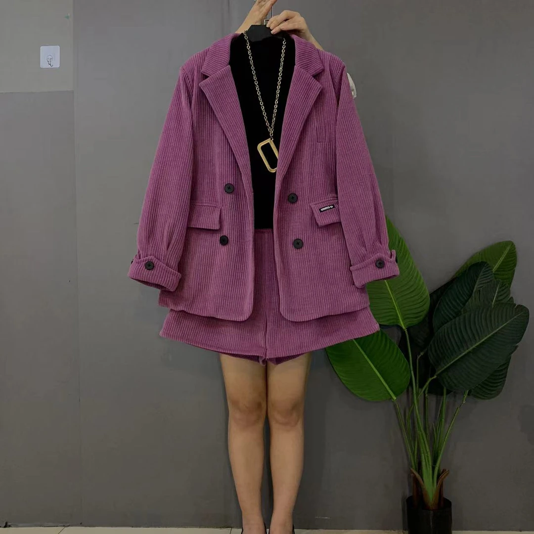 新款大码女装时尚气质夹棉西服外套十短裤（不含打底衫）