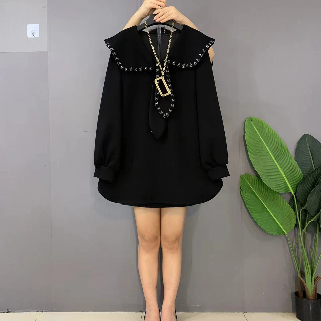 新款大码女装时尚洋气大娃娃领宽松百搭显瘦卫衣