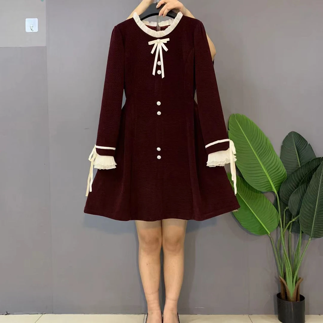 新款大码女装时尚洋气名媛气质小香风显瘦连衣裙