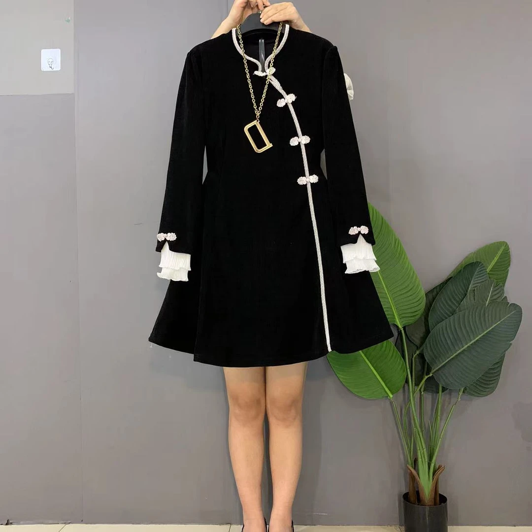 新款大码女装时尚气质中式显瘦连衣裙